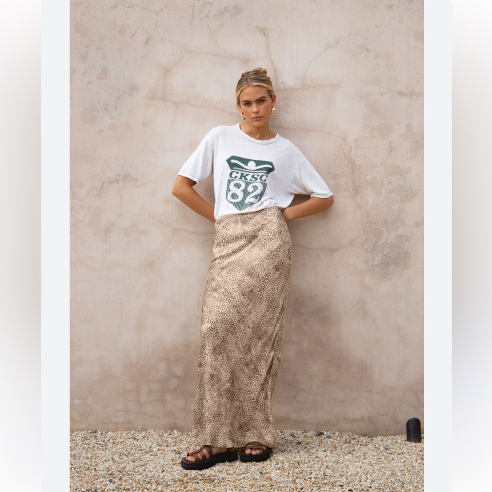VRG GRL Leopard Print Slip Midi Skirt – Size 4 – NWT